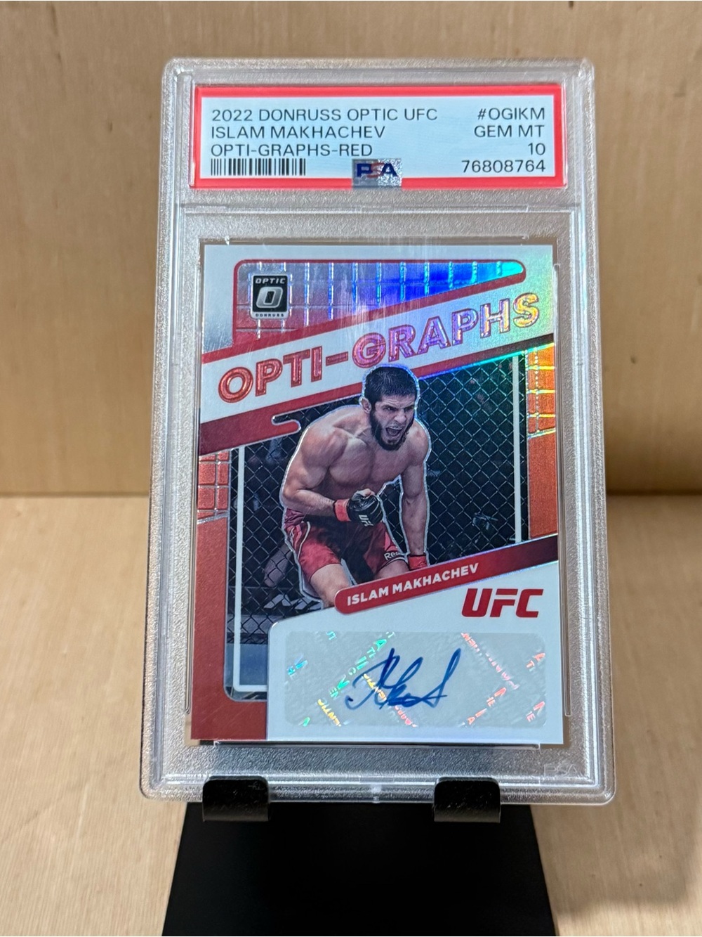 Islam Makhachev 2022 DonRuss Optic UFC OPTI-GRAPHS-RED PSA GEM MT 10-37/49 Read!